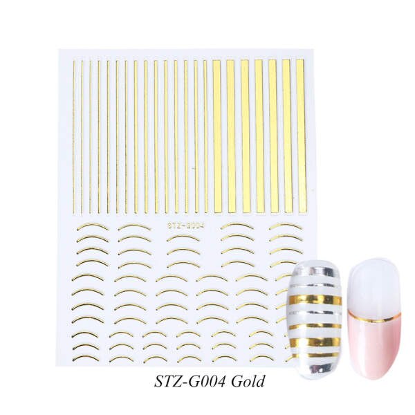 Sticky Gold or Silver Cuticle Curves and Lines Nail Stickers – Glitter ...