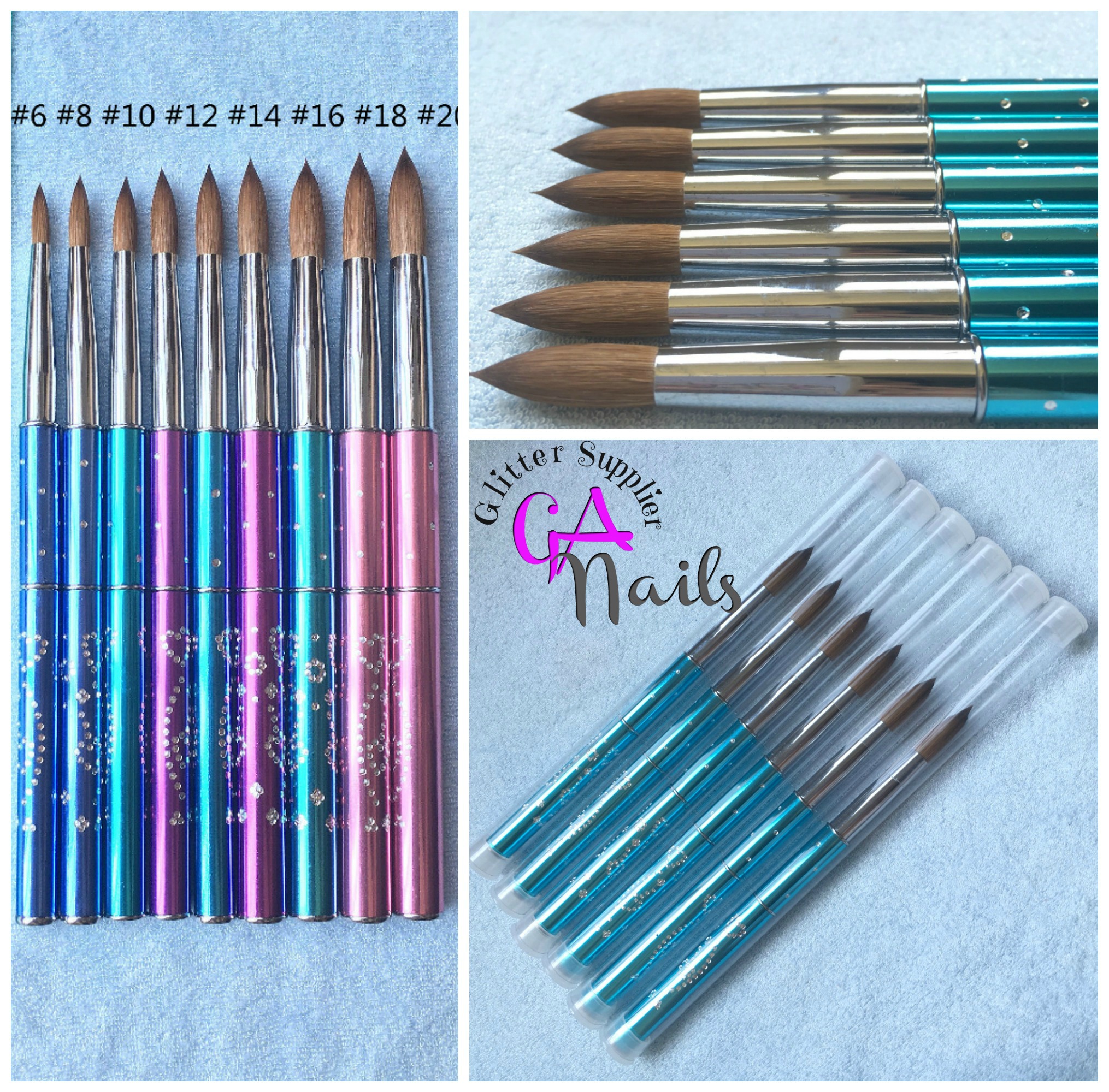 Acrylic Nail Brushes Sizes Available 8 10 12 14 16 18 Glitter Arty Nails